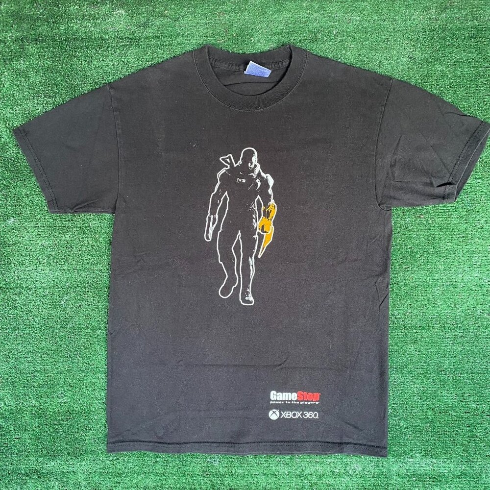 Vintage Y2K GameStop Mass Effect 3 T-Shirt XBOX 360 Kinect Black M Gamer Grunge